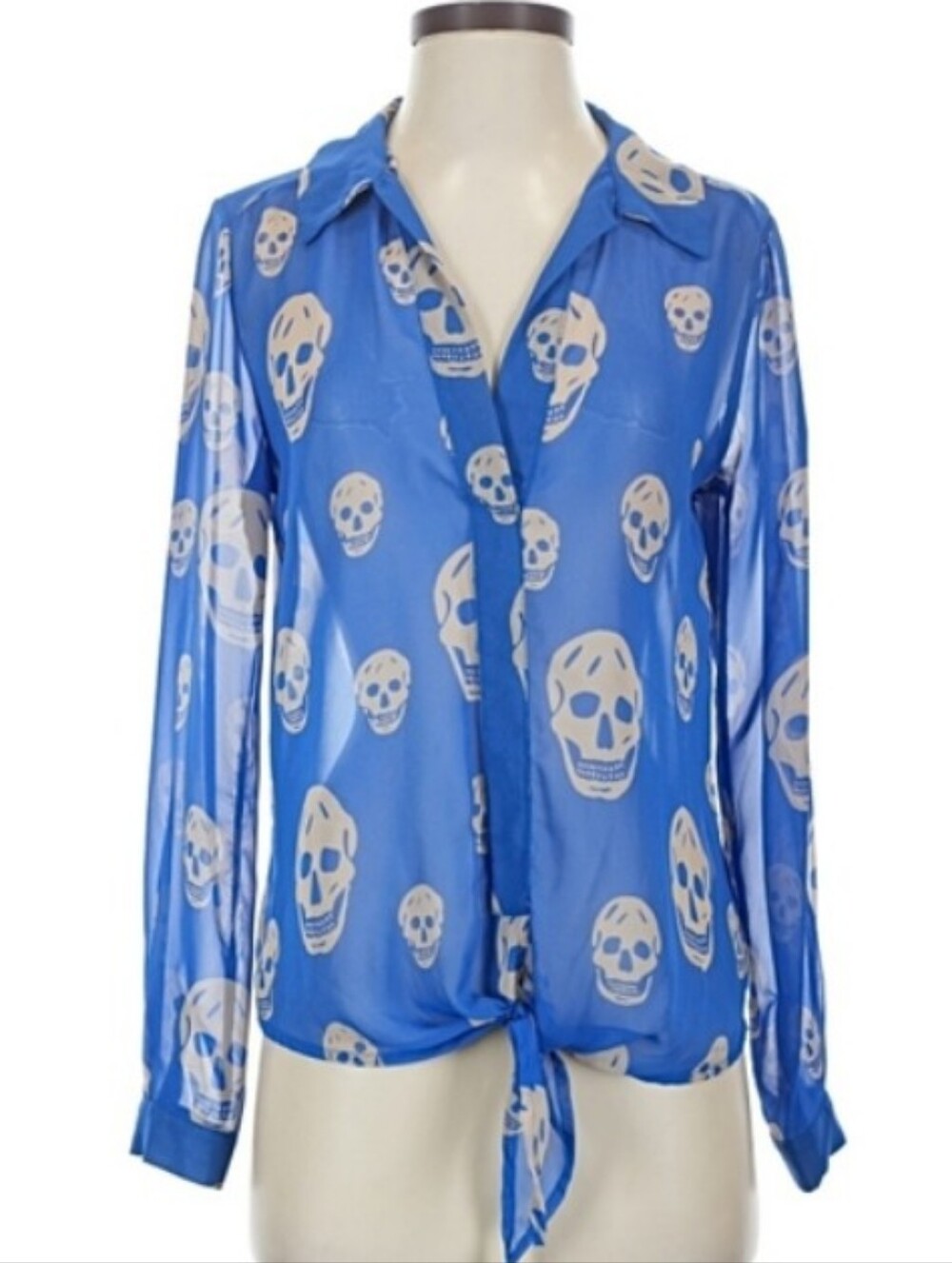 Vintage Havana Blue Skull Print Shirt